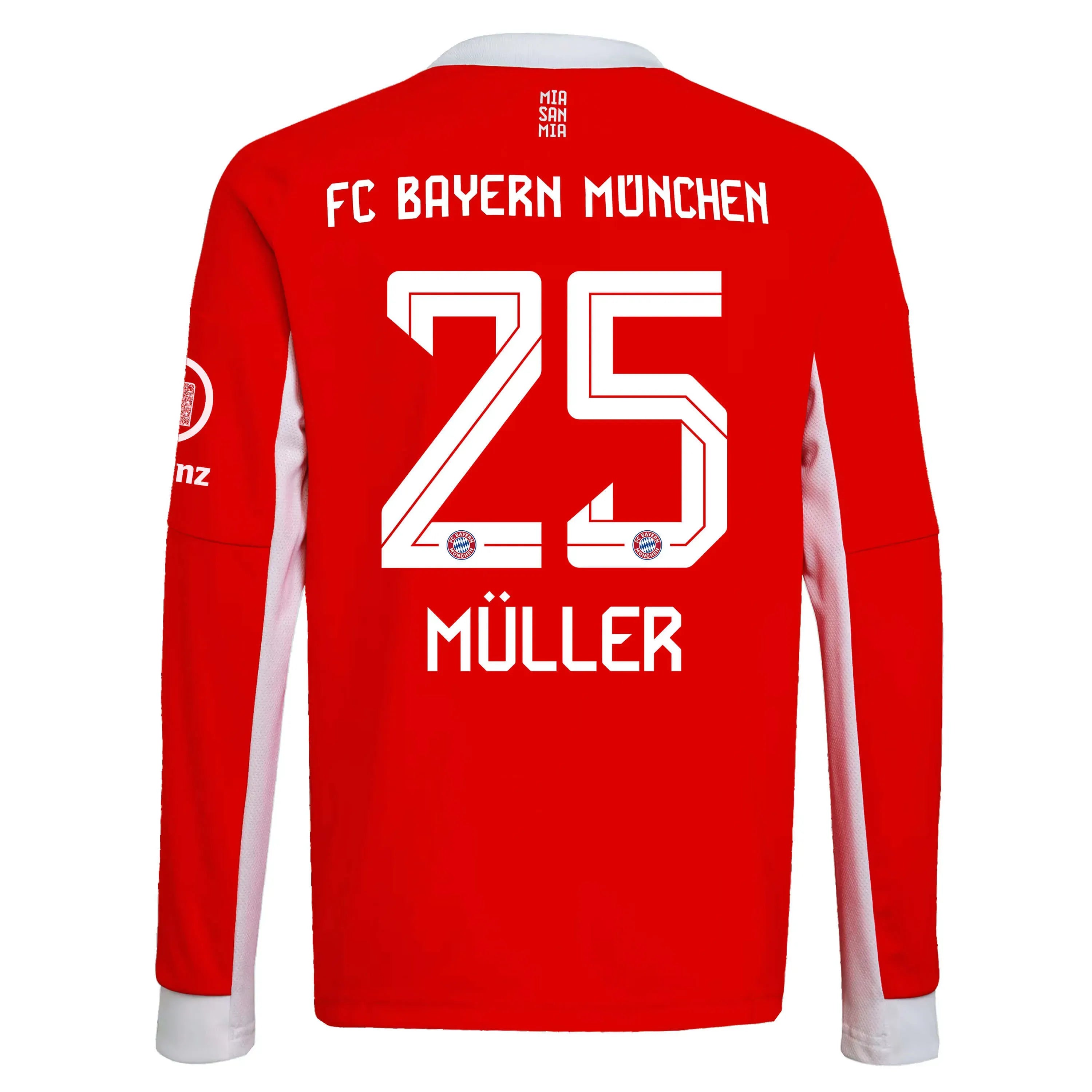 adidas 2025-26 Bayern Munich Men's Stadium Home Long-Sleeve Soccer Jersey