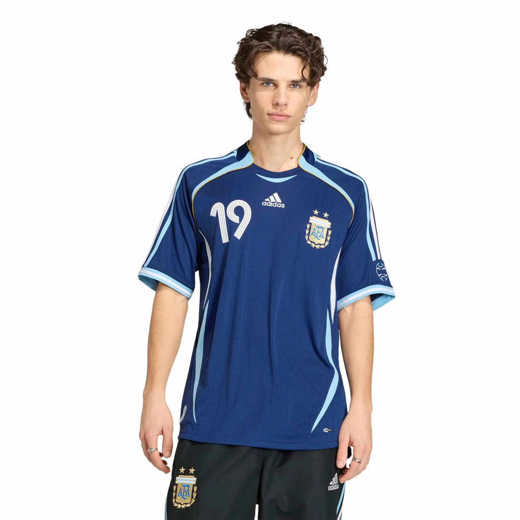 adidas 2006 Argentina Men's Retro Stadium Away Messi #19 Soccer Jersey