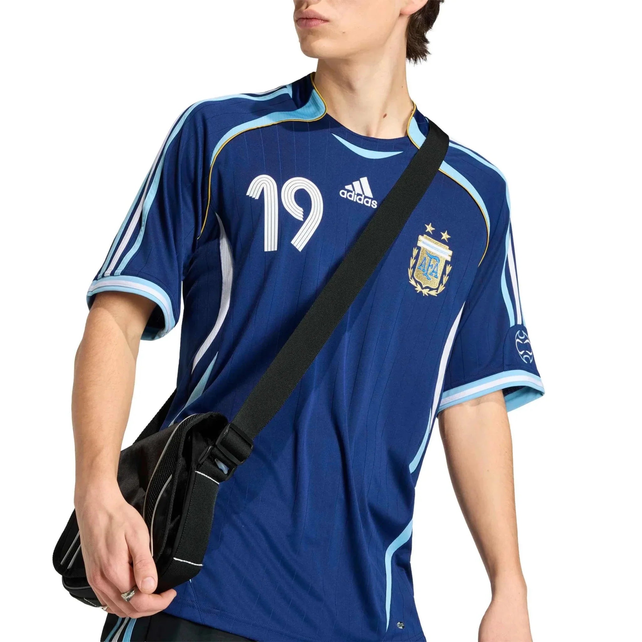 adidas 2006 Argentina Men's Retro Stadium Away Messi #19 Soccer Jersey