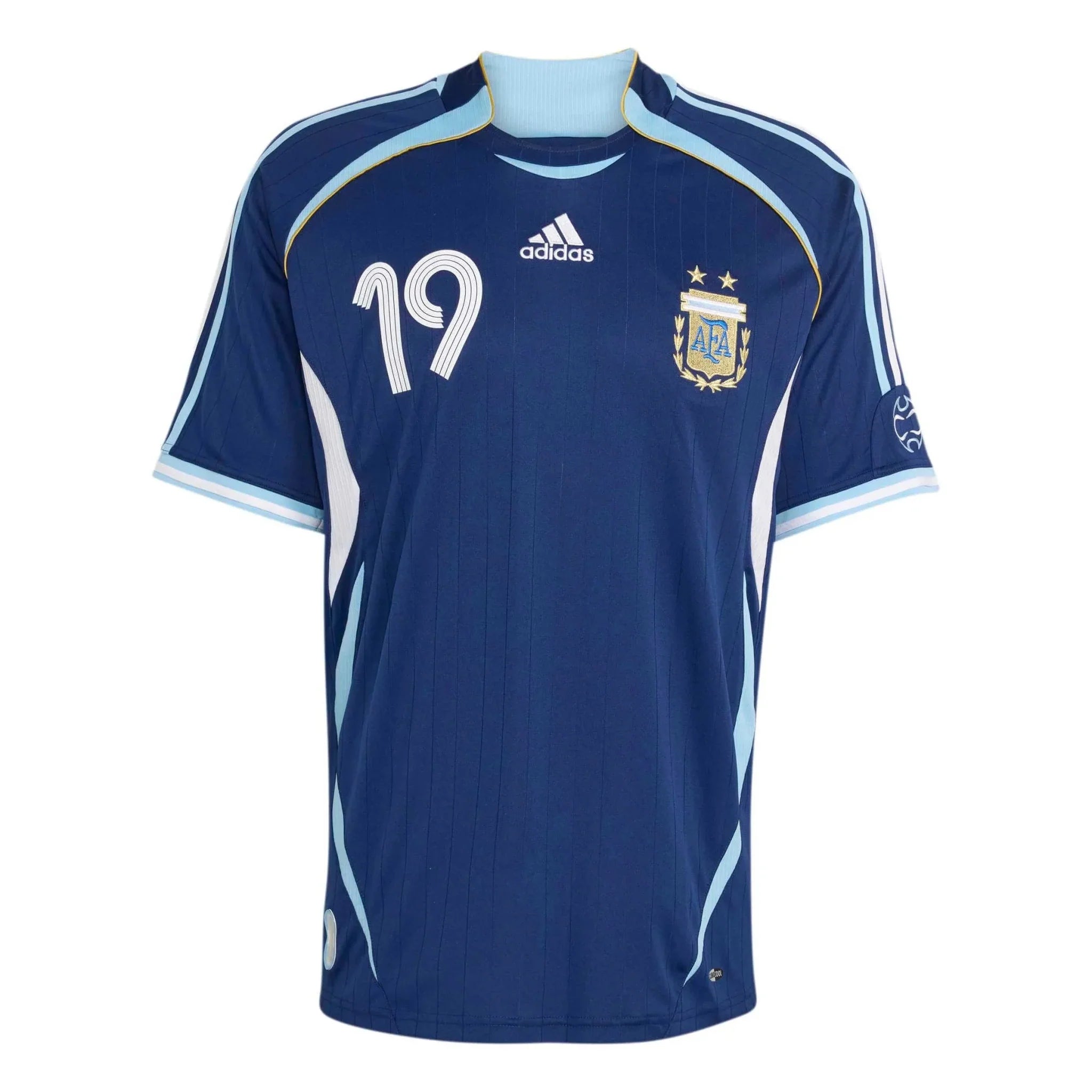 adidas 2006 Argentina Men's Retro Stadium Away Messi #19 Soccer Jersey