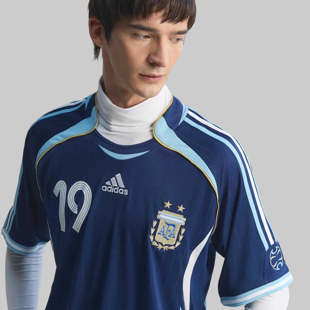 adidas 2006 Argentina Men's Retro Stadium Away Messi #19 Soccer Jersey