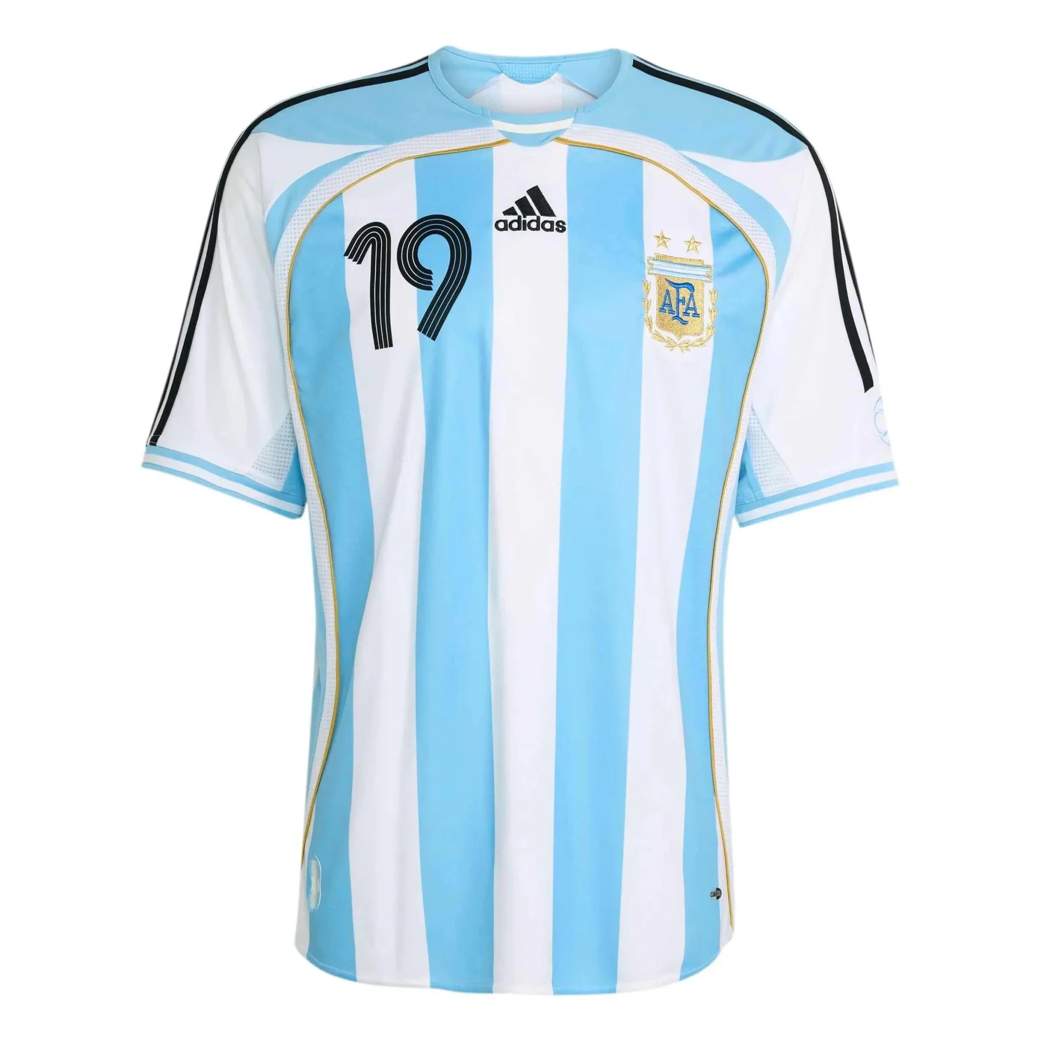 adidas 2006 Argentina Men's Retro Stadium Home Messi #19 Soccer Jersey