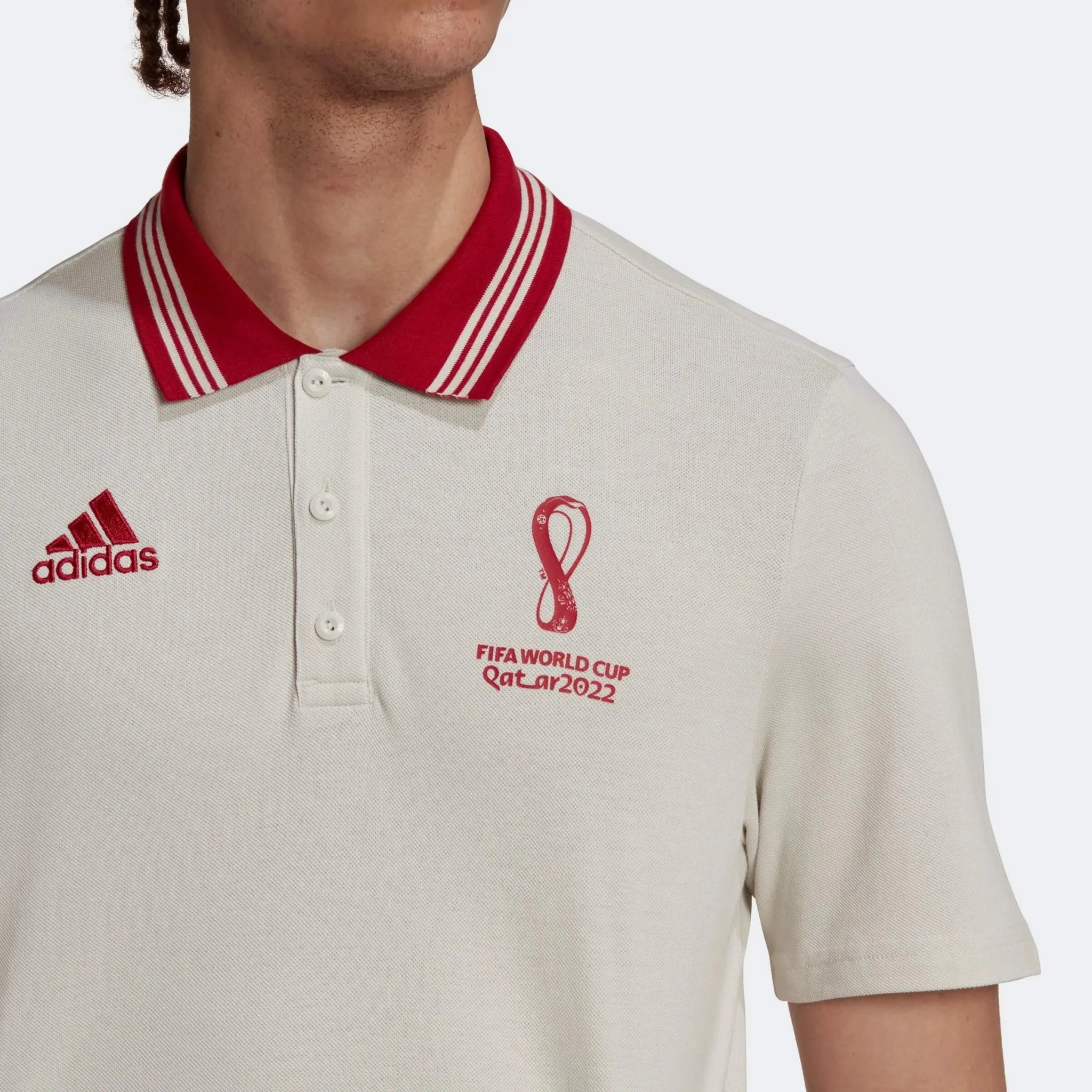 adidas 2022 FIFA World Cup Official Emblem Polo Shirt - Talc