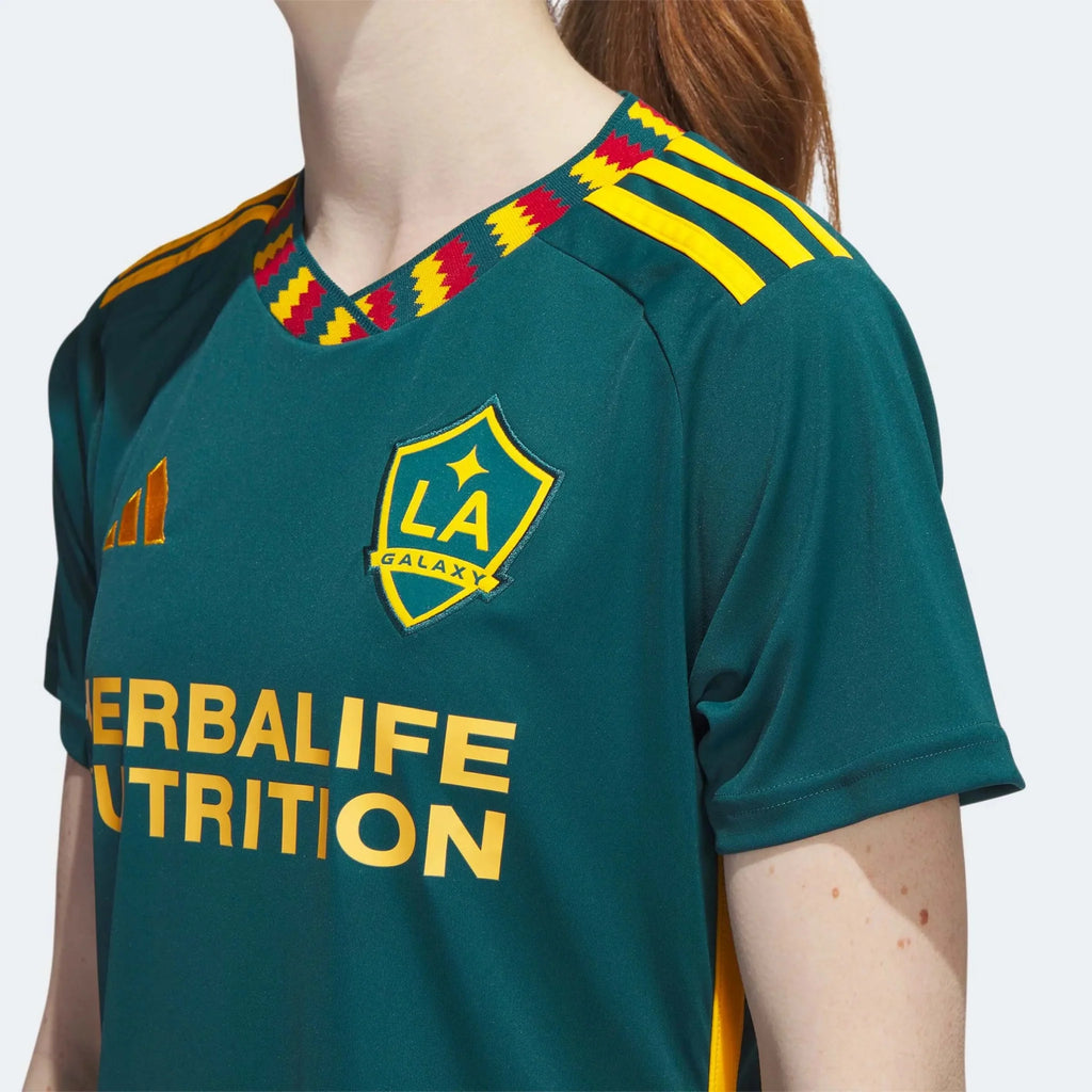 adidas 2023-25 LA Galaxy Women's Away Jersey - Mystery Green-Team Gold