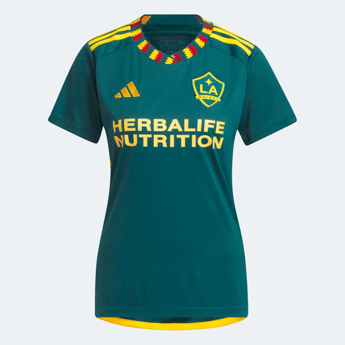adidas 2023-25 LA Galaxy Women's Away Jersey - Mystery Green-Team Gold