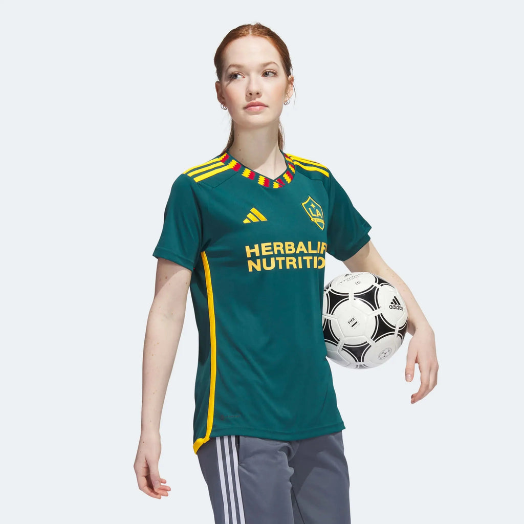 adidas 2023-25 LA Galaxy Women's Away Jersey - Mystery Green-Team Gold