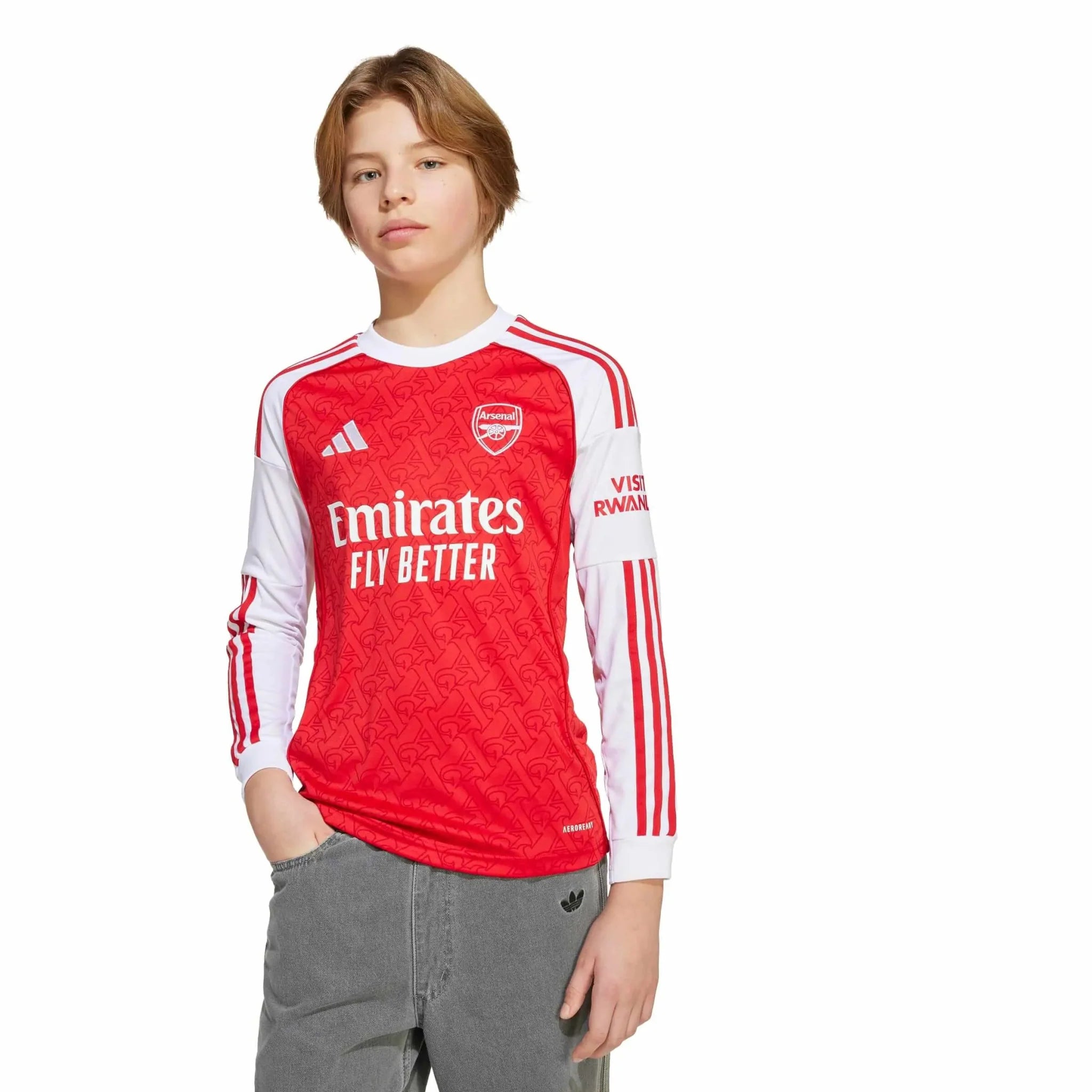 adidas 2025-26 Arsenal Youth Stadium Home Long-Sleeve Soccer Jersey