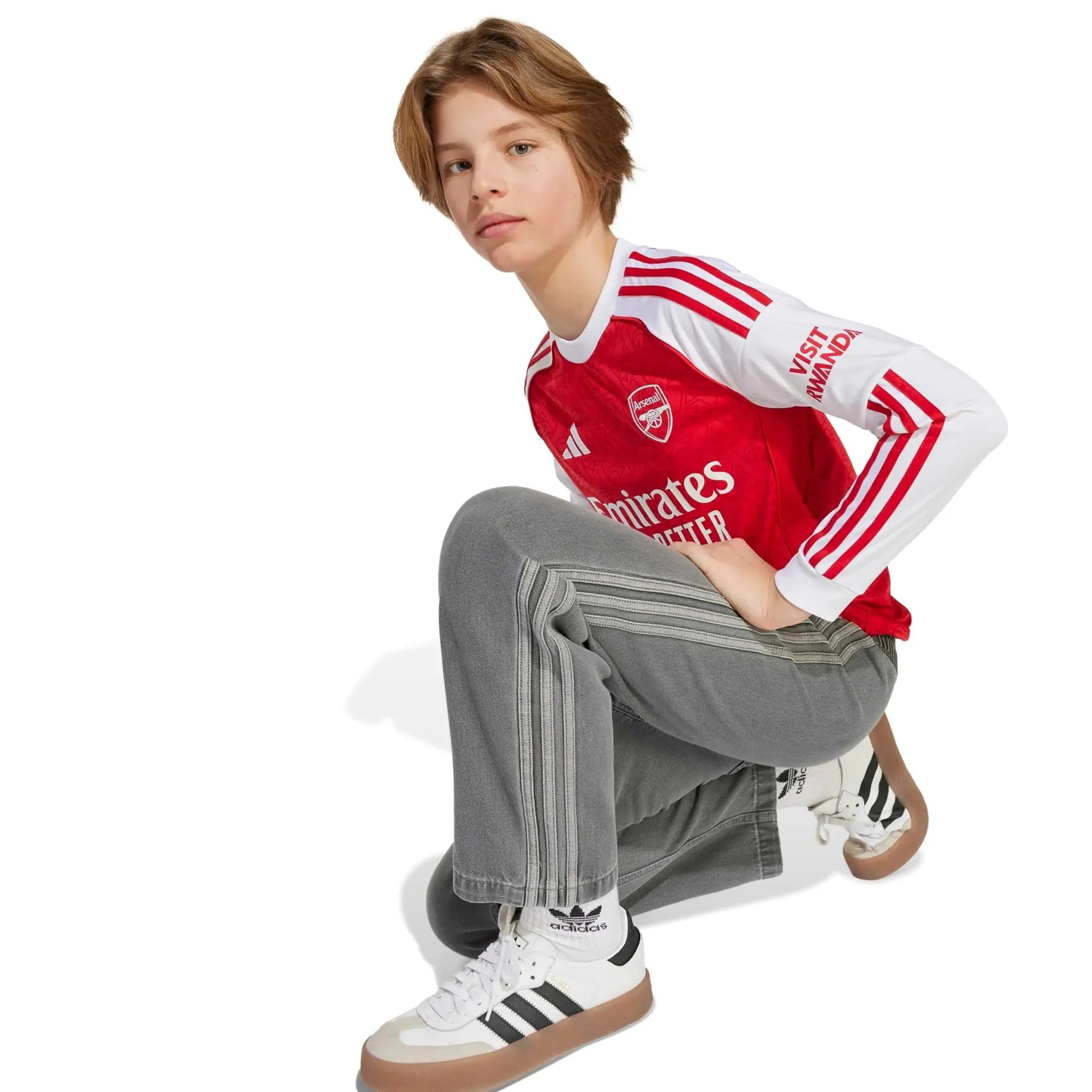 adidas 2025-26 Arsenal Youth Stadium Home Long-Sleeve Soccer Jersey