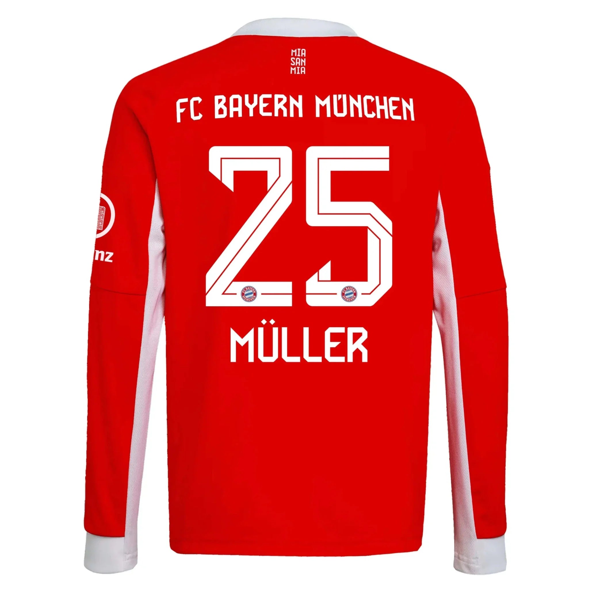 adidas 2025-26 Bayern Munich Men's Stadium Home Long-Sleeve Soccer Jersey
