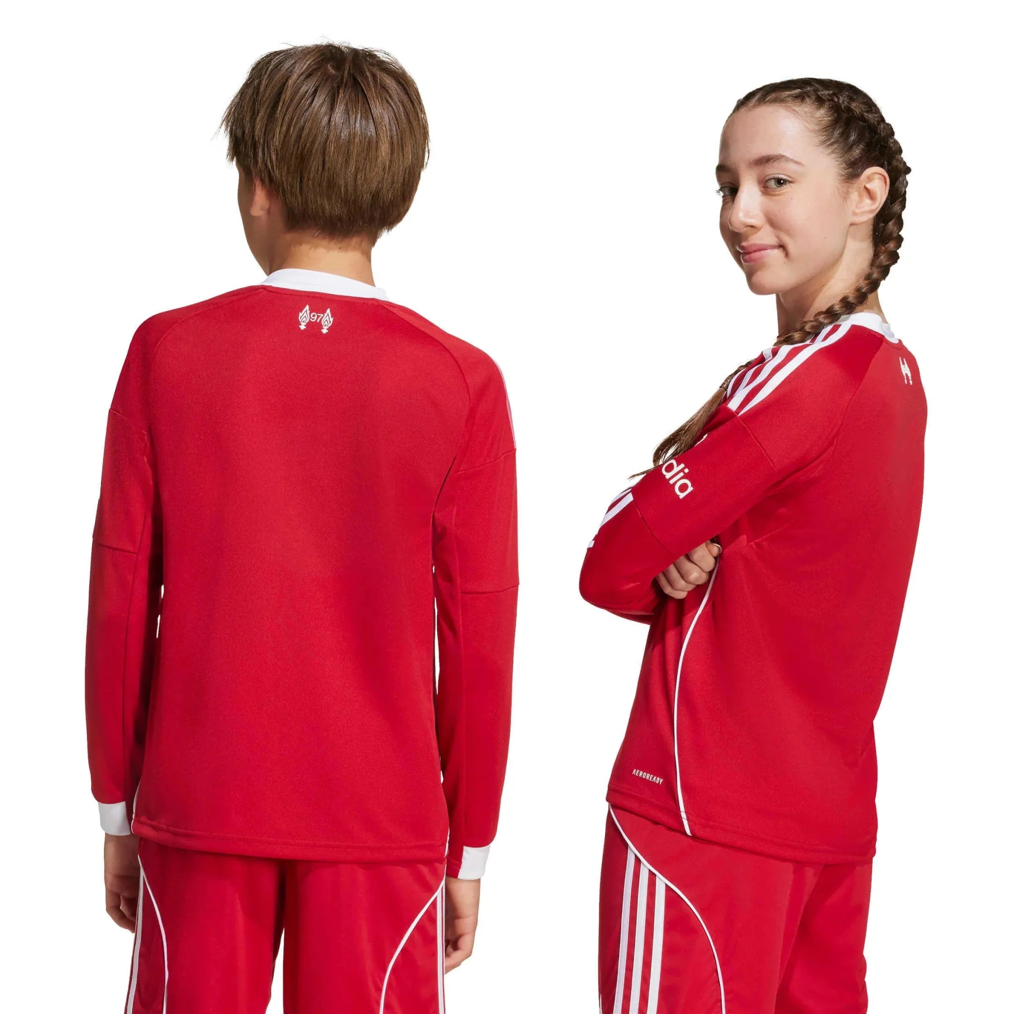 adidas 2025-26 Liverpool Youth Stadium Home Long-Sleeve Soccer Jersey