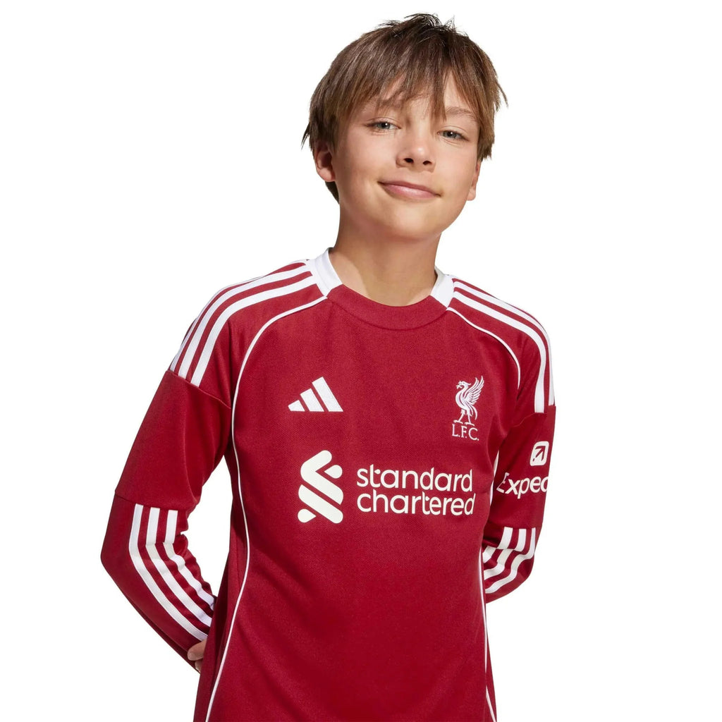adidas 2025-26 Liverpool Youth Stadium Home Long-Sleeve Soccer Jersey