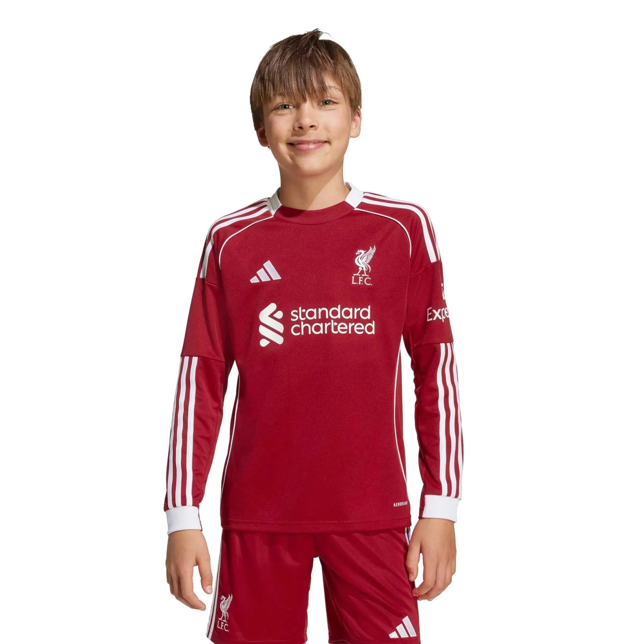 adidas 2025-26 Liverpool Youth Stadium Home Long-Sleeve Soccer Jersey