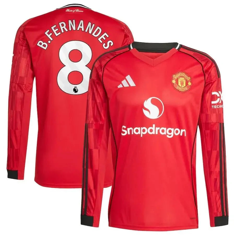 adidas 2025-26 Manchester United Youth Stadium Home Long-Sleeve Soccer Jersey