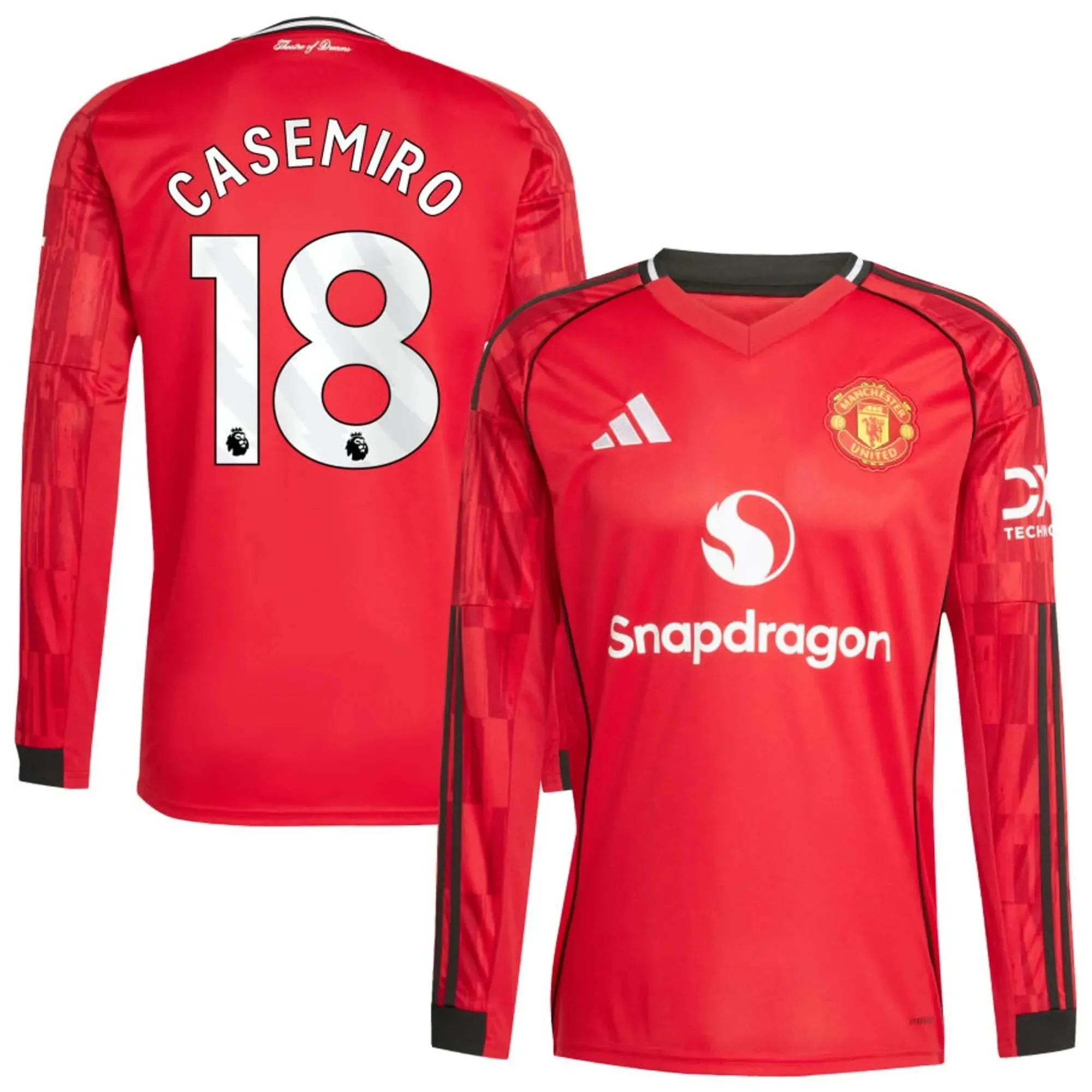 adidas 2025-26 Manchester United Men's Stadium Home Long-Sleeve Soccer Jersey