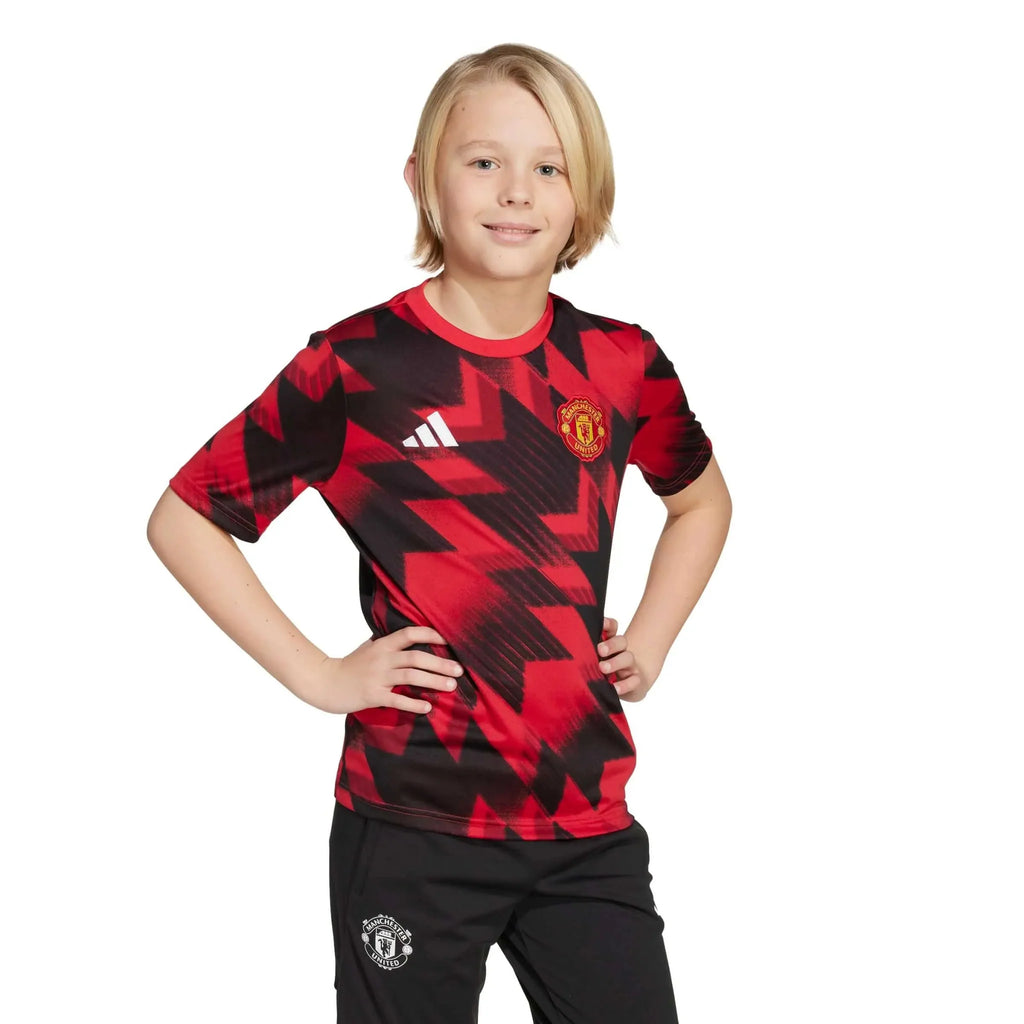 adidas 2025-26 Manchester United Youth Pre-Match Soccer Jersey