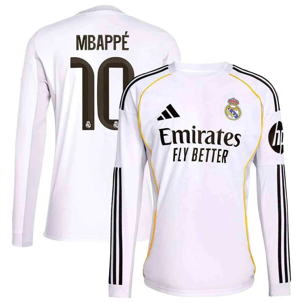 adidas 2025-26 Real Madrid Men's Stadium Home Long-Sleeve Soccer Jersey