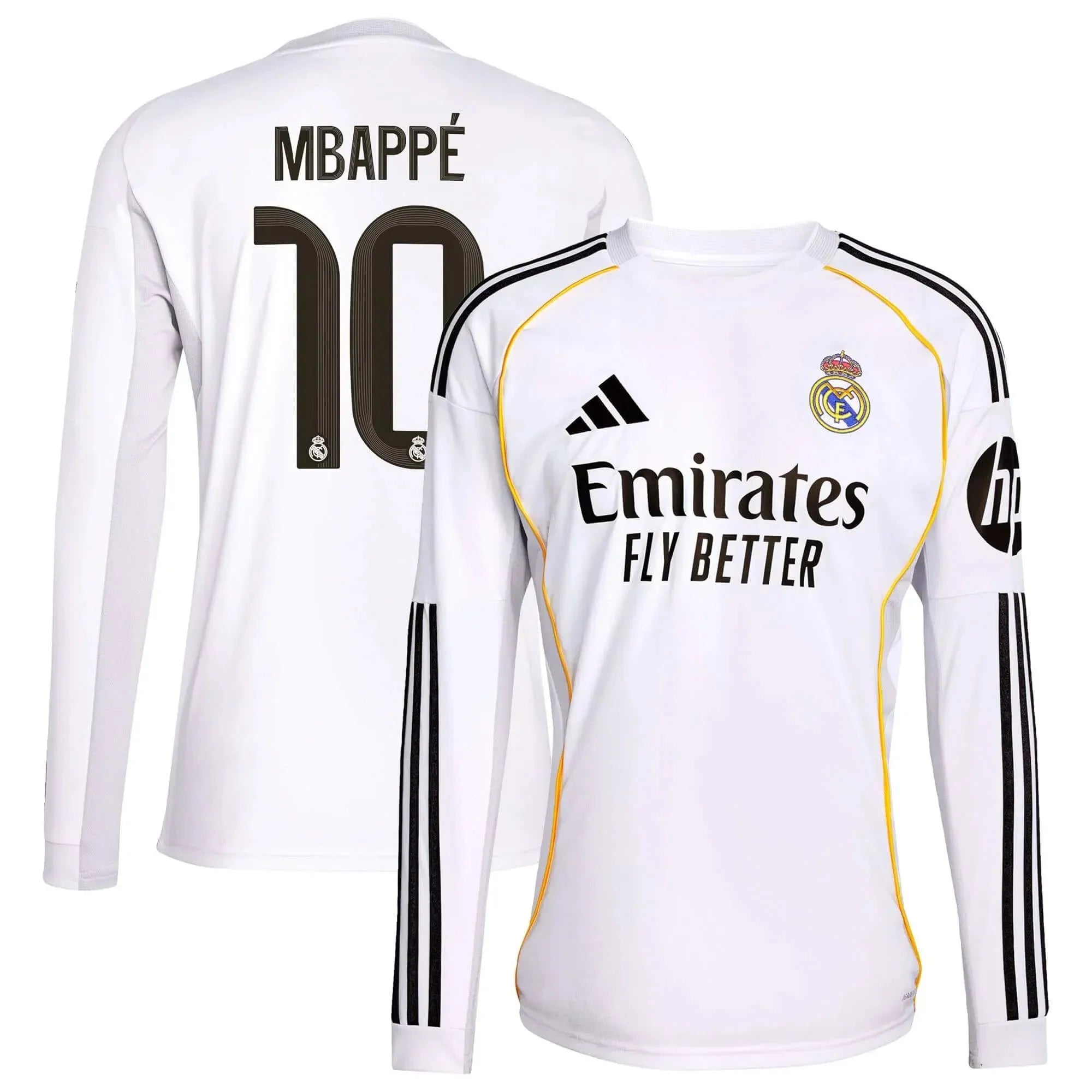 adidas 2025-26 Real Madrid Men's Stadium Home Long-Sleeve Soccer Jersey