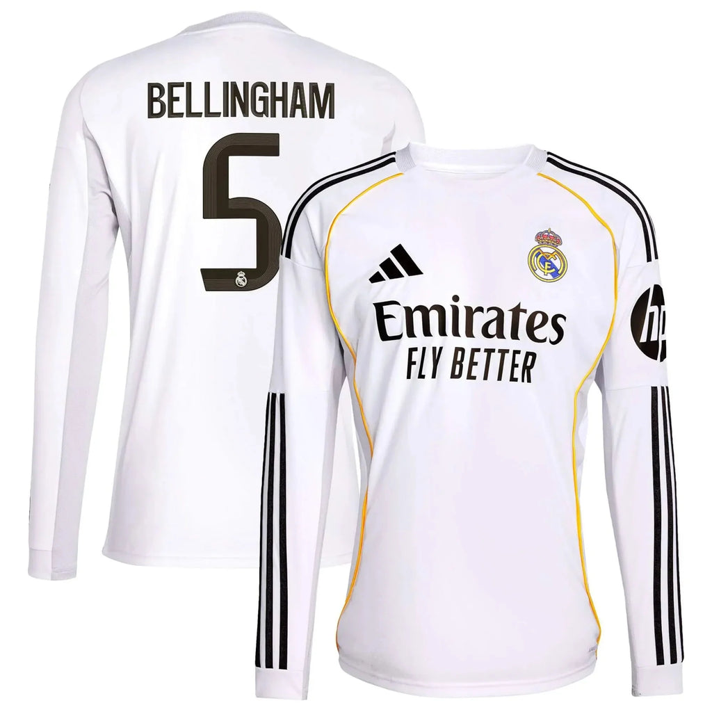 adidas 2025-26 Real Madrid Men's Stadium Home Long-Sleeve Soccer Jersey
