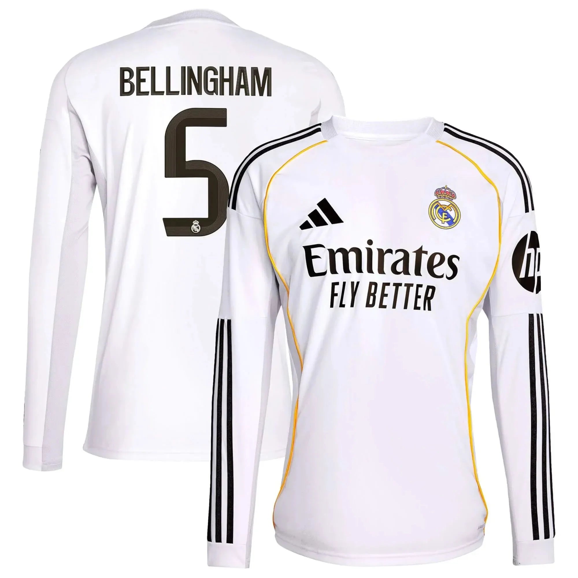 adidas 2025-26 Real Madrid Men's Stadium Home Long-Sleeve Soccer Jersey