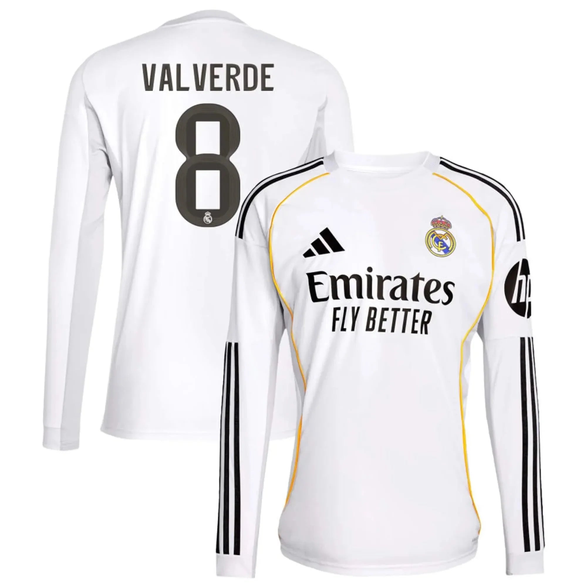 adidas 2025-26 Real Madrid Men's Stadium Home Long-Sleeve Soccer Jersey