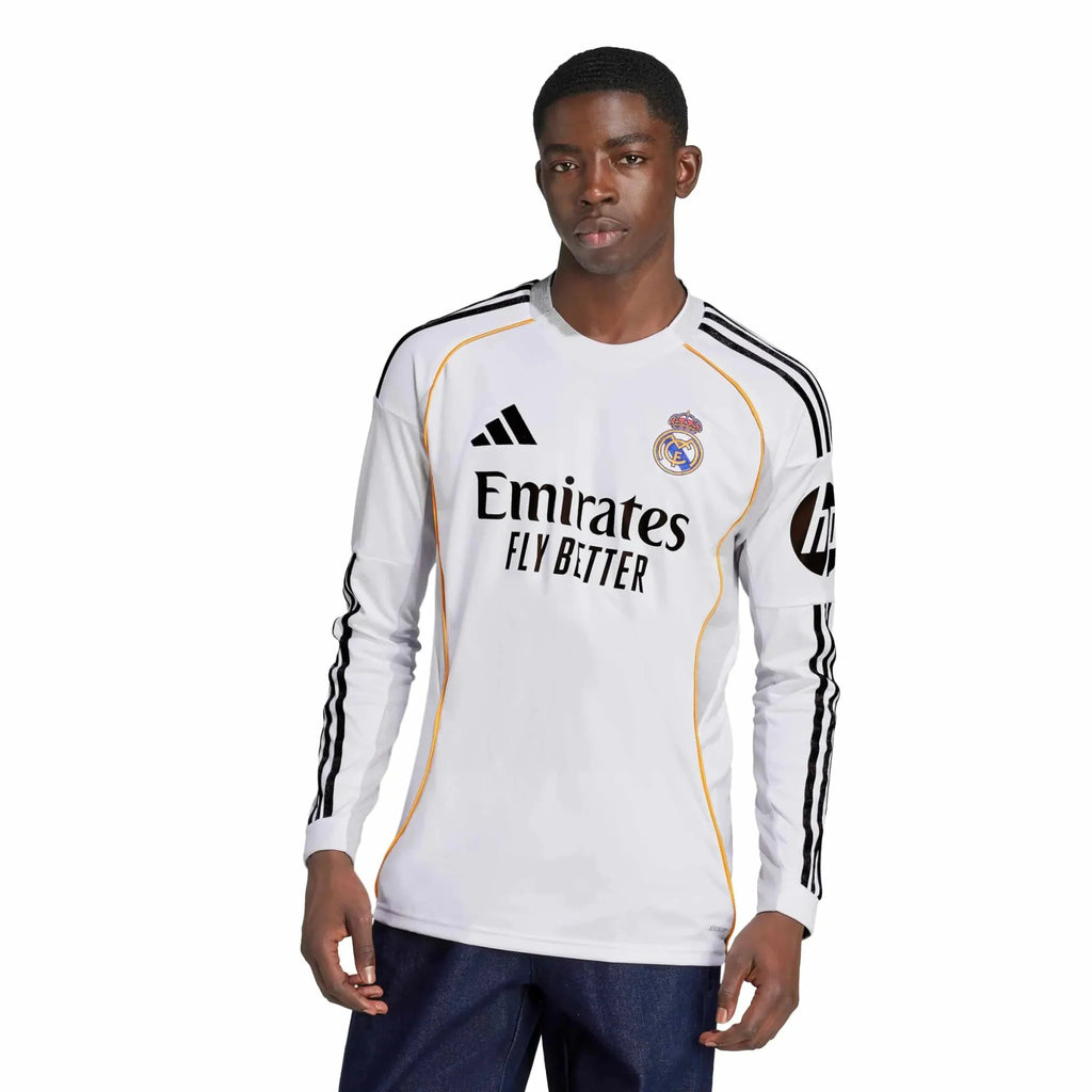 adidas 2025-26 Real Madrid Men's Stadium Home Long-Sleeve Soccer Jersey