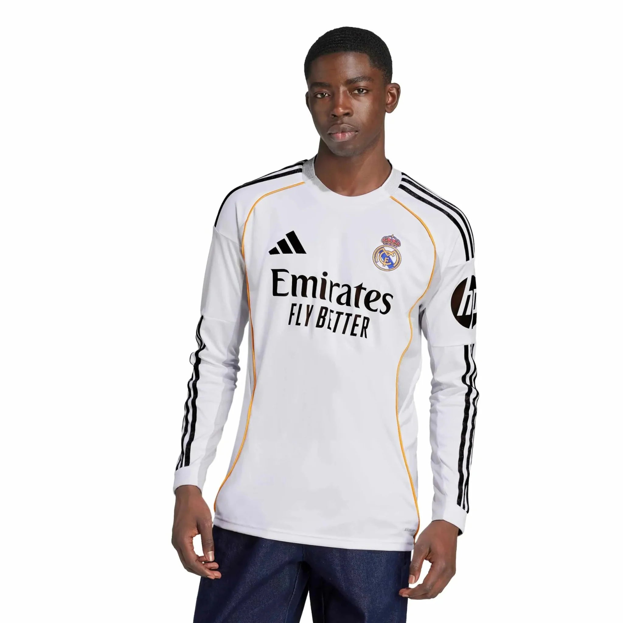 adidas 2025-26 Real Madrid Men's Stadium Home Long-Sleeve Soccer Jersey