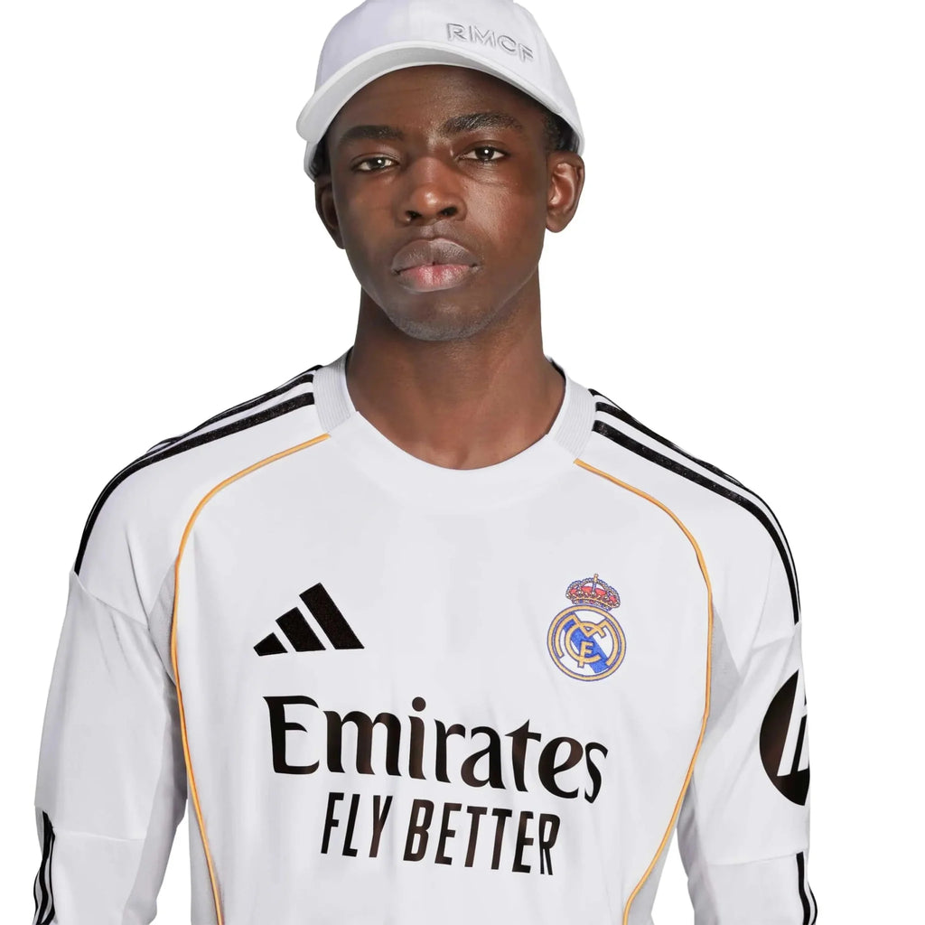 adidas 2025-26 Real Madrid Men's Stadium Home Long-Sleeve Soccer Jersey