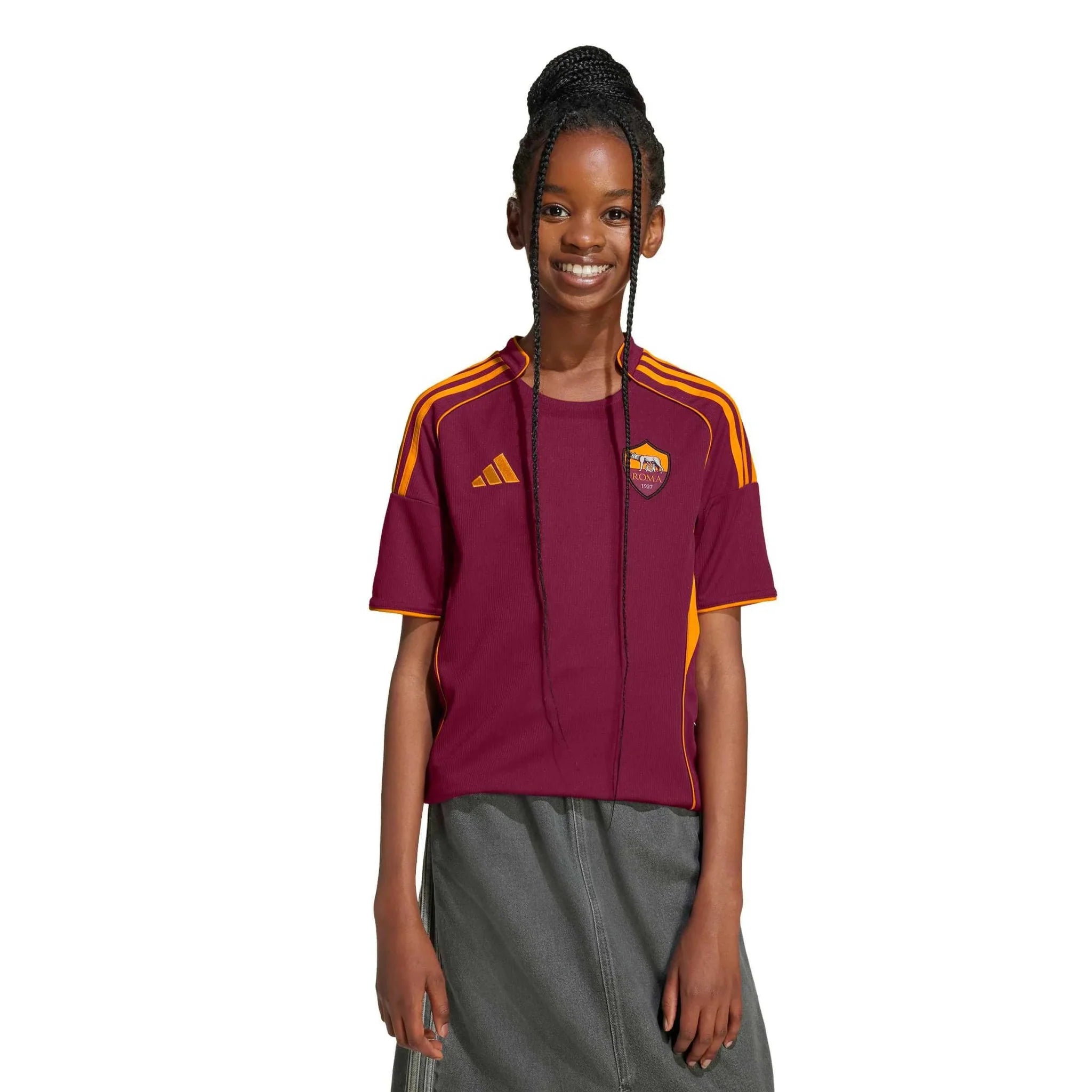 adidas 2025-26 Roma Youth Stadium Home Soccer Jersey