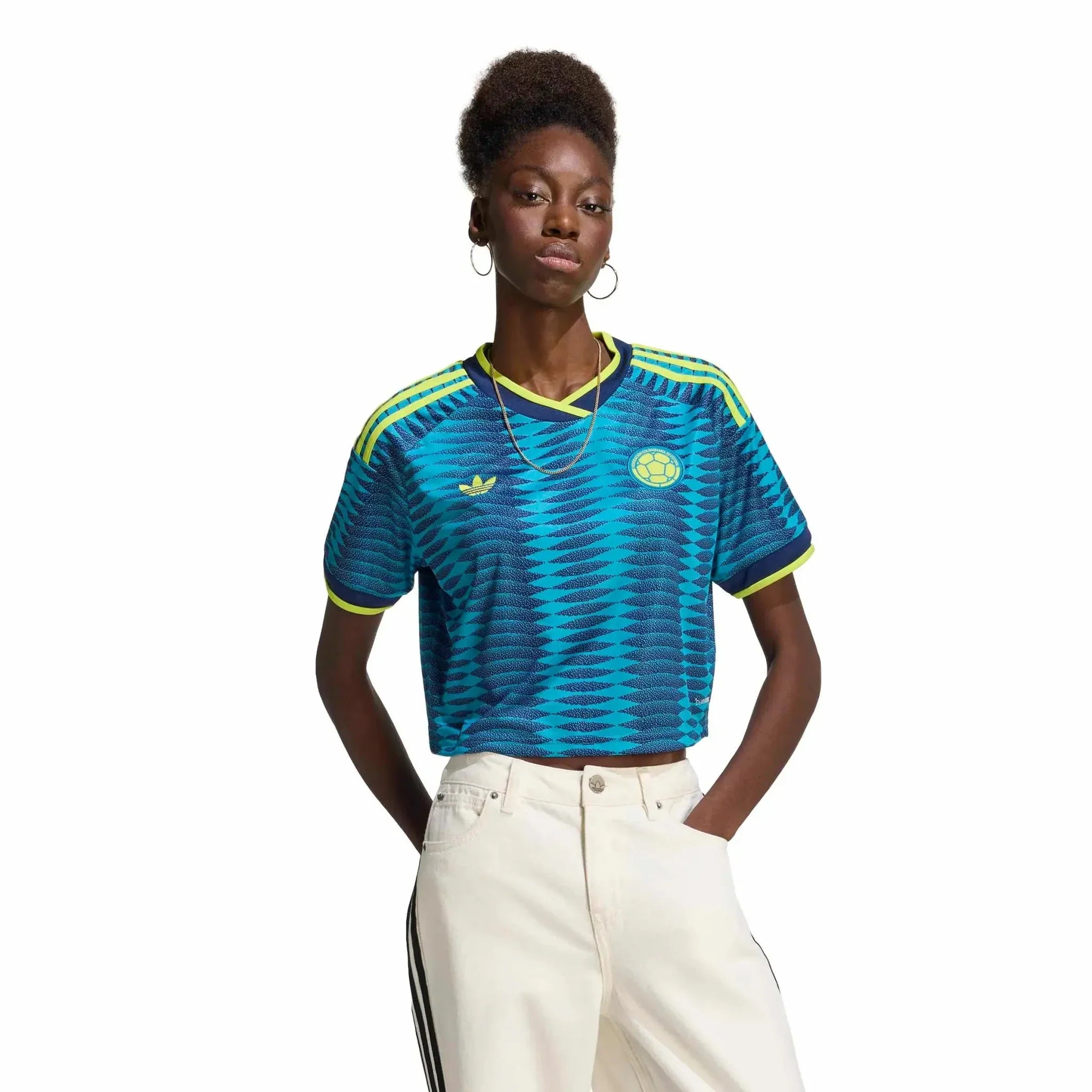 adidas 2026 Colombia Women's Stadium Away Cropped Soccer Jersey
