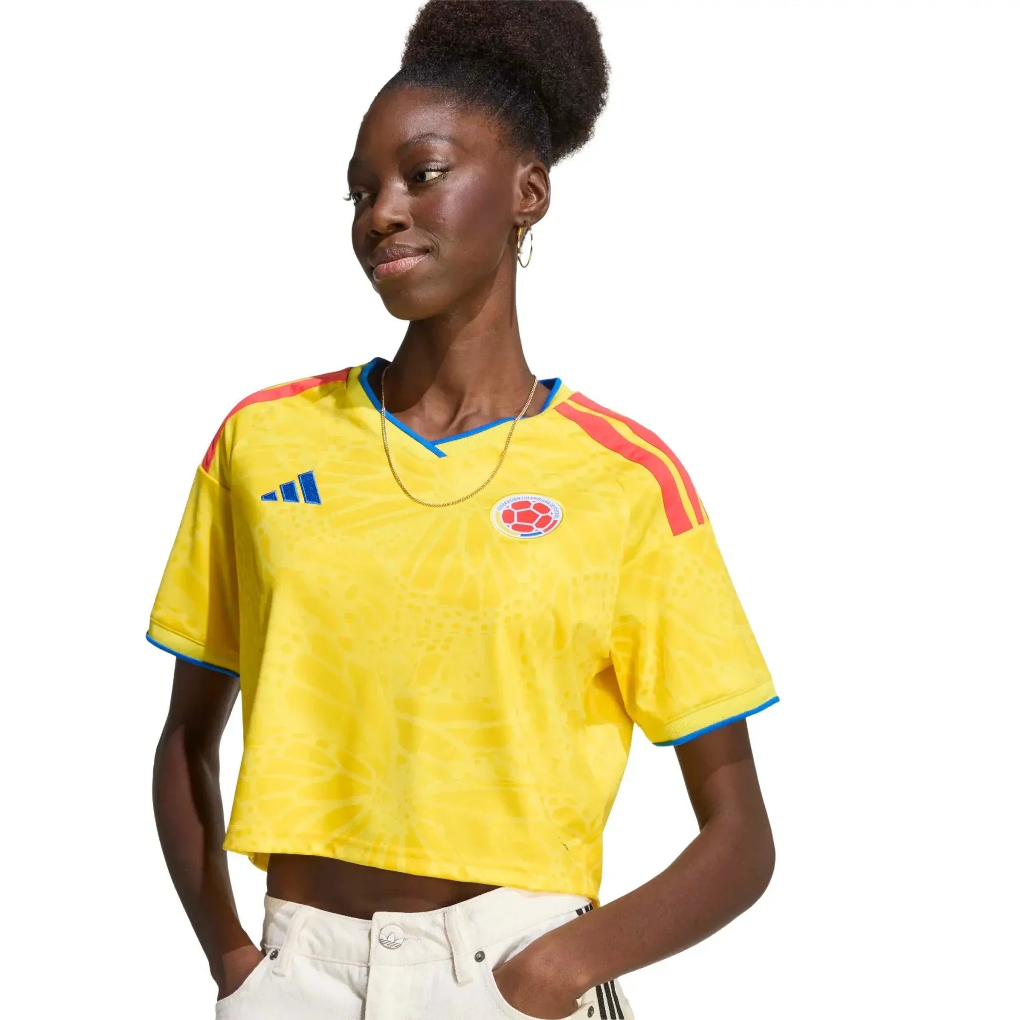 adidas 2026 Colombia Women's Stadium Home Cropped Soccer Jersey
