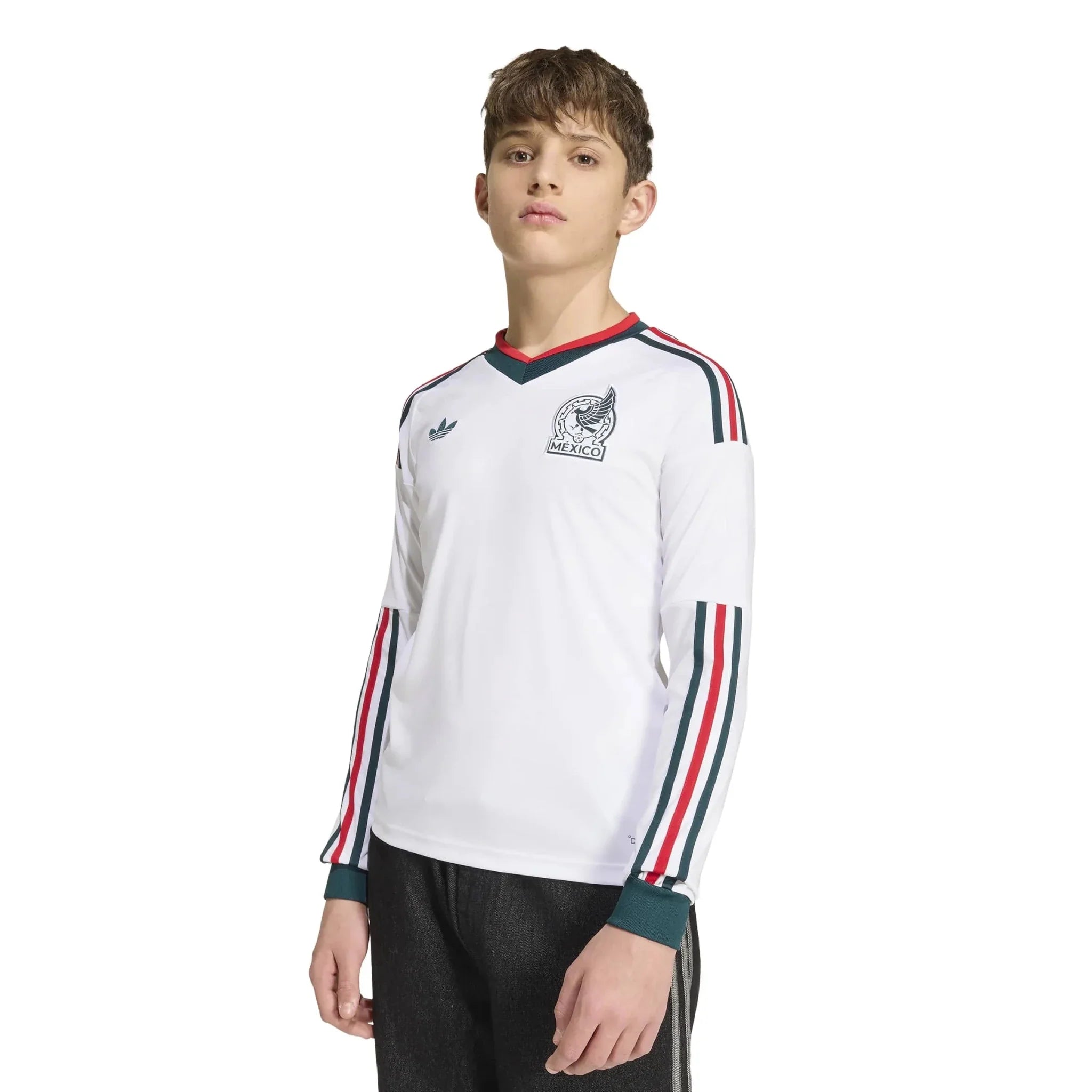 adidas 2026 Mexico Youth Stadium Away Long-Sleeve Soccer Jersey