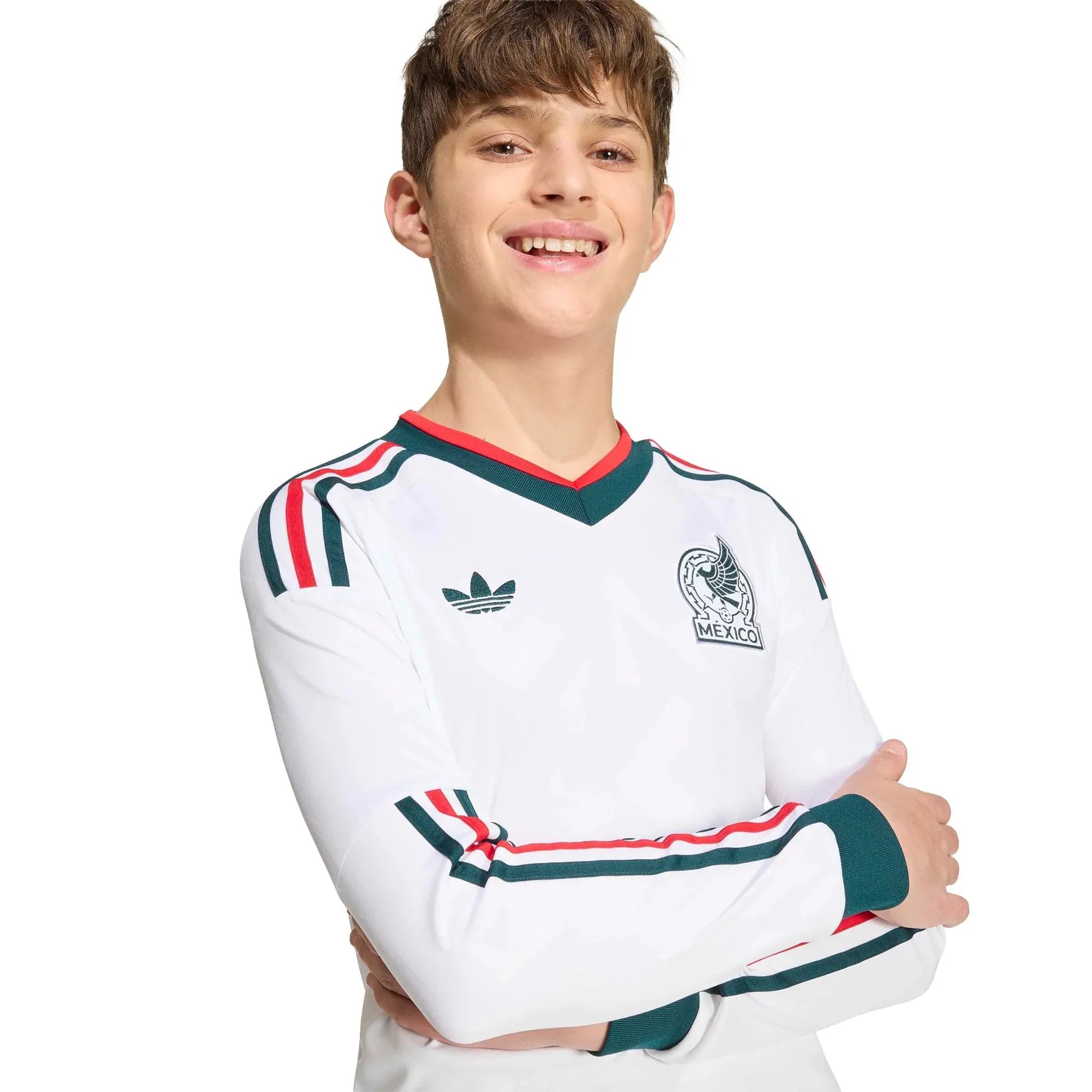adidas 2026 Mexico Youth Stadium Away Long-Sleeve Soccer Jersey