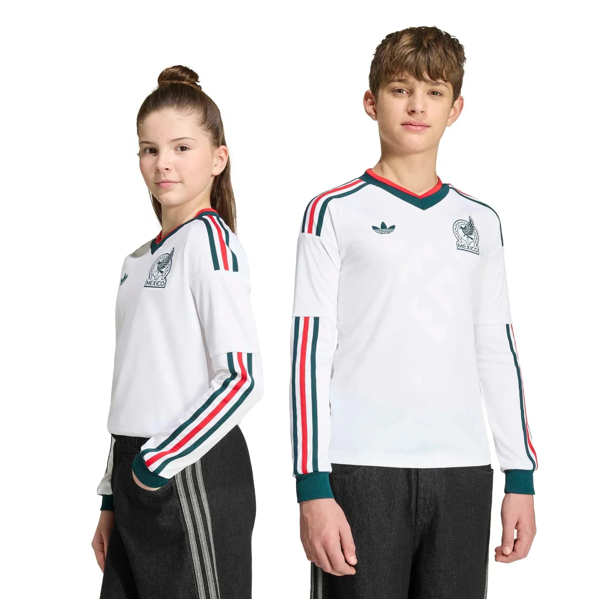 adidas 2026 Mexico Youth Stadium Away Long-Sleeve Soccer Jersey