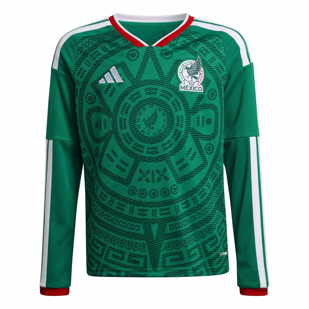 adidas 2026 Mexico Youth Stadium Home Long-Sleeve Soccer Jersey