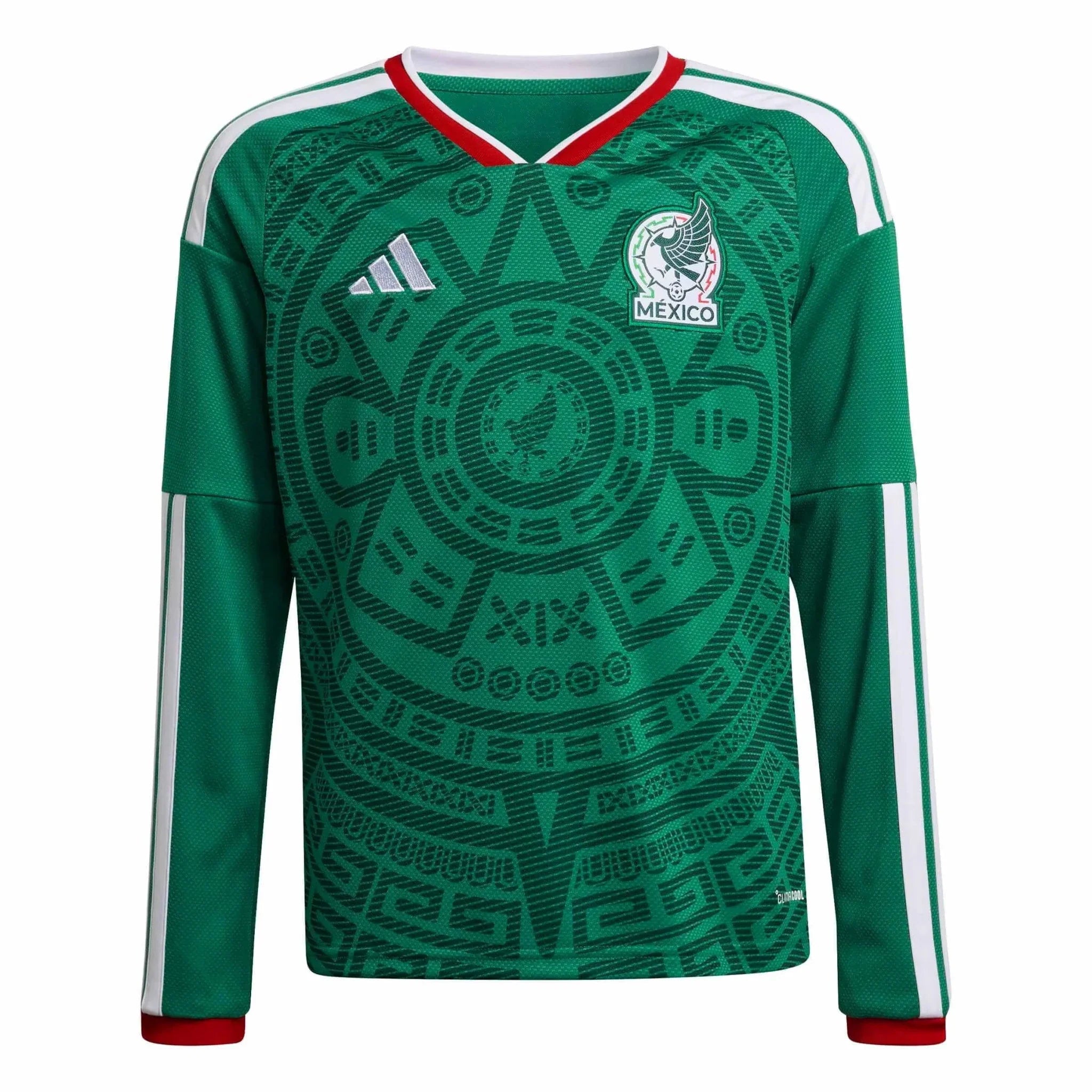 adidas 2026 Mexico Youth Stadium Home Long-Sleeve Soccer Jersey