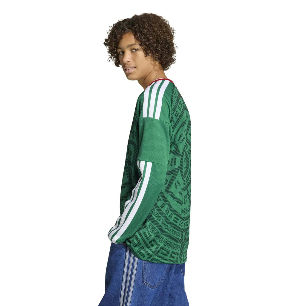 adidas 2026 Mexico Youth Stadium Home Long-Sleeve Soccer Jersey