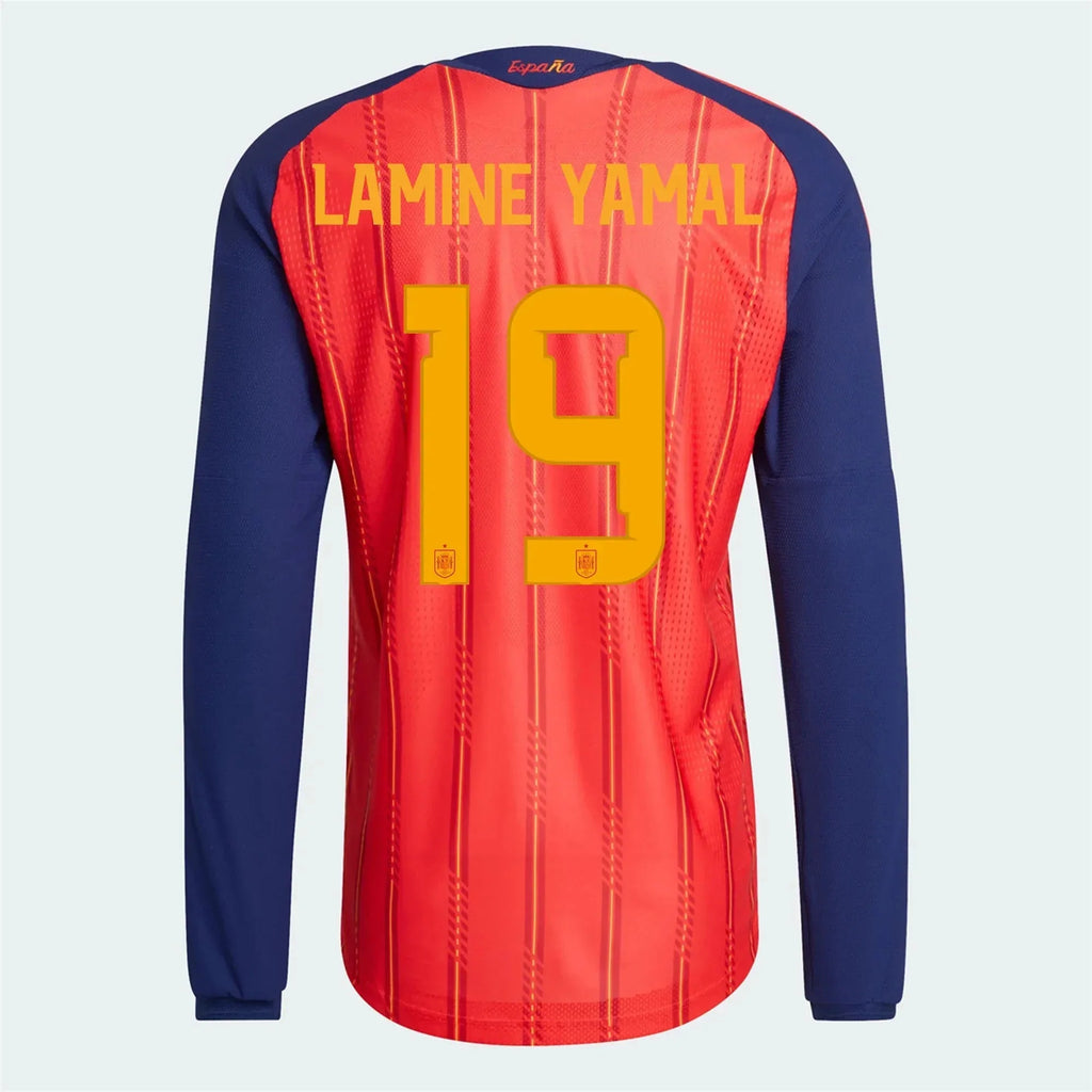 adidas 2026 Spain Men's Authentic Home Long-Sleeve Soccer Jersey