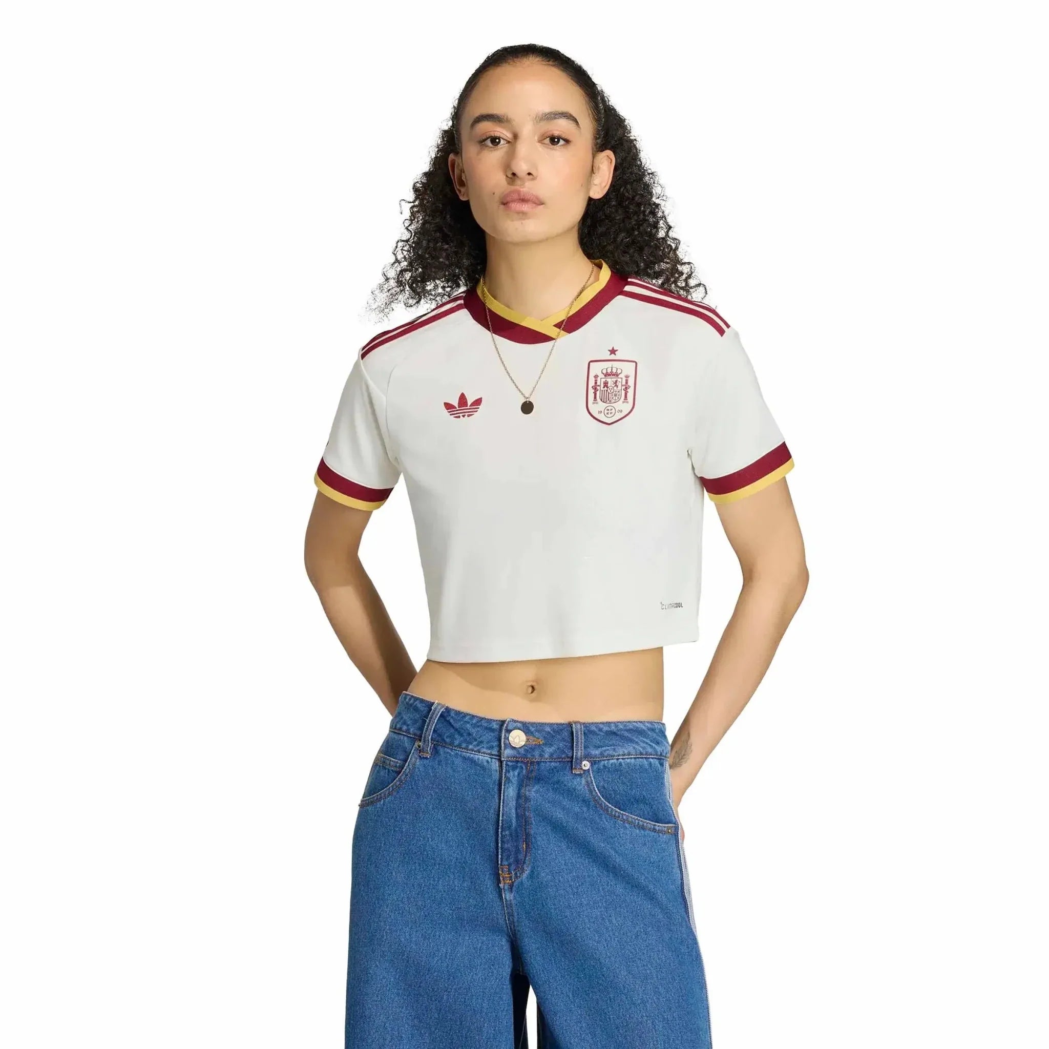 adidas 2026 Spain Women's Stadium Away Cropped Soccer Jersey