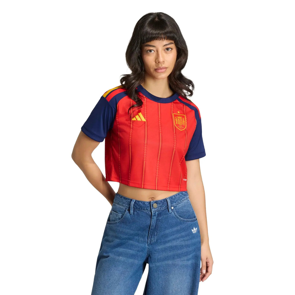adidas 2026 Spain Women's Stadium Home Cropped Soccer Jersey