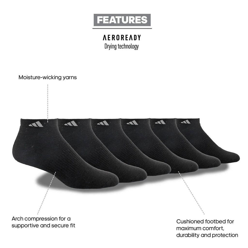adidas Men's Athletic Cushioned 6-Pack Low-Cut Socks