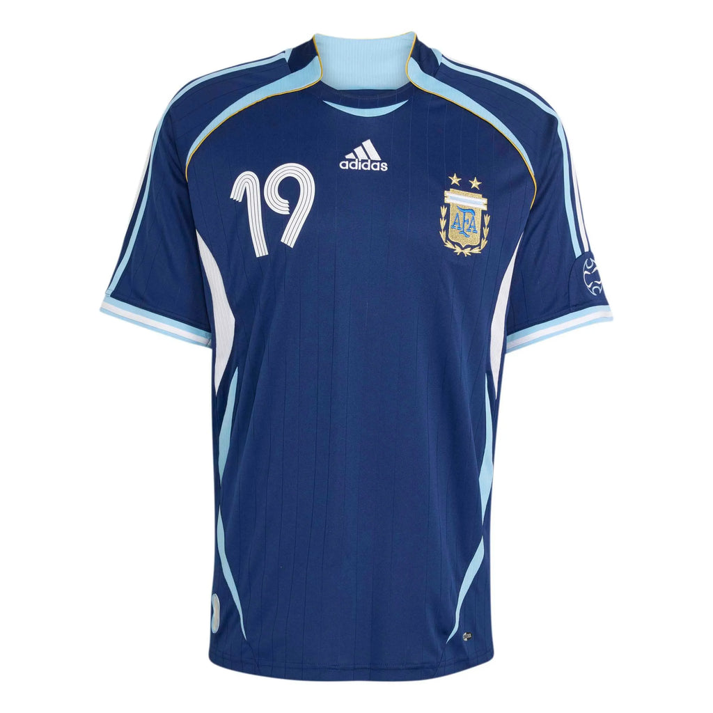 adidas 2006 Argentina Men's Retro Stadium Away Messi #19 Soccer Jersey