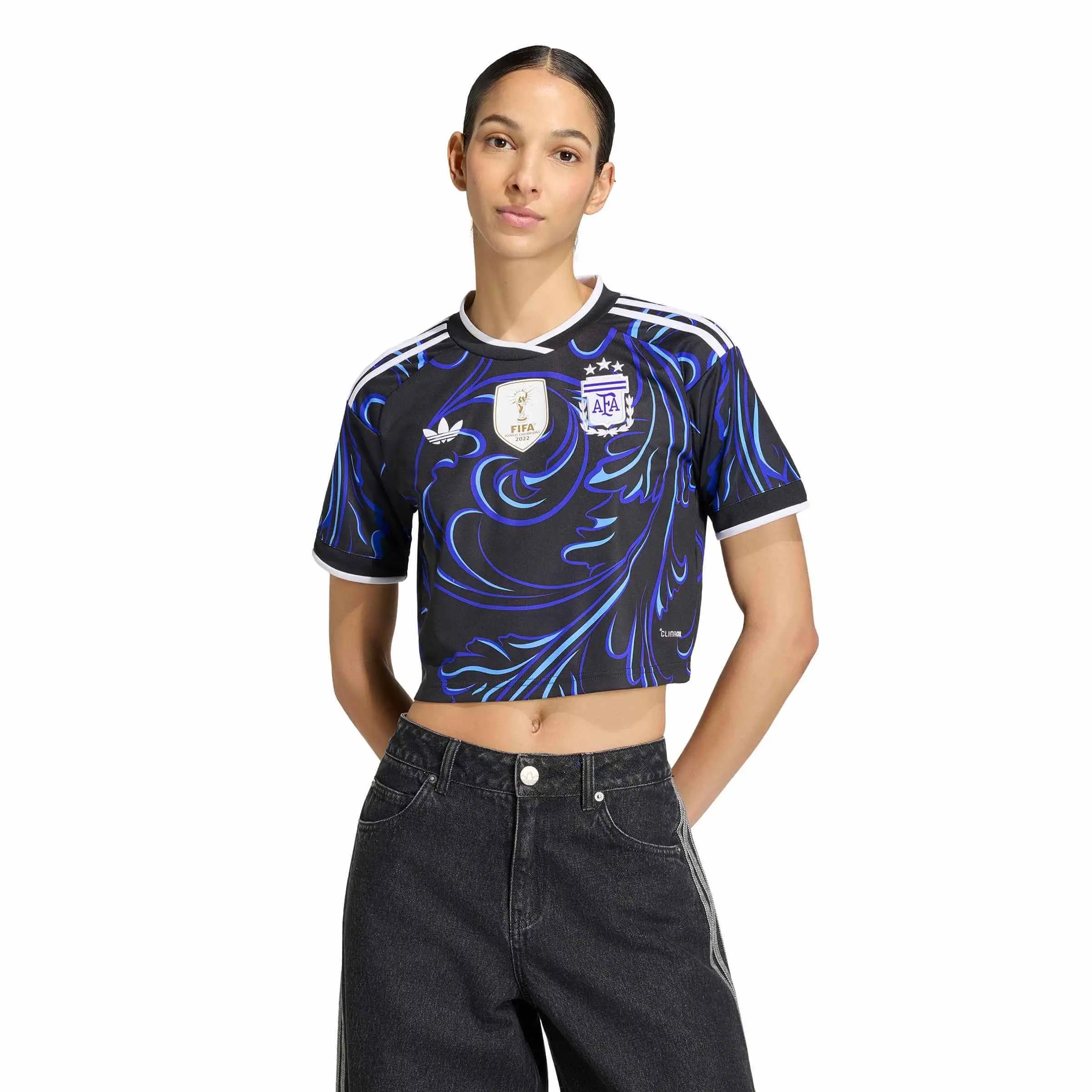 adidas 2026 Argentina Women's Stadium Away Cropped Soccer Jersey