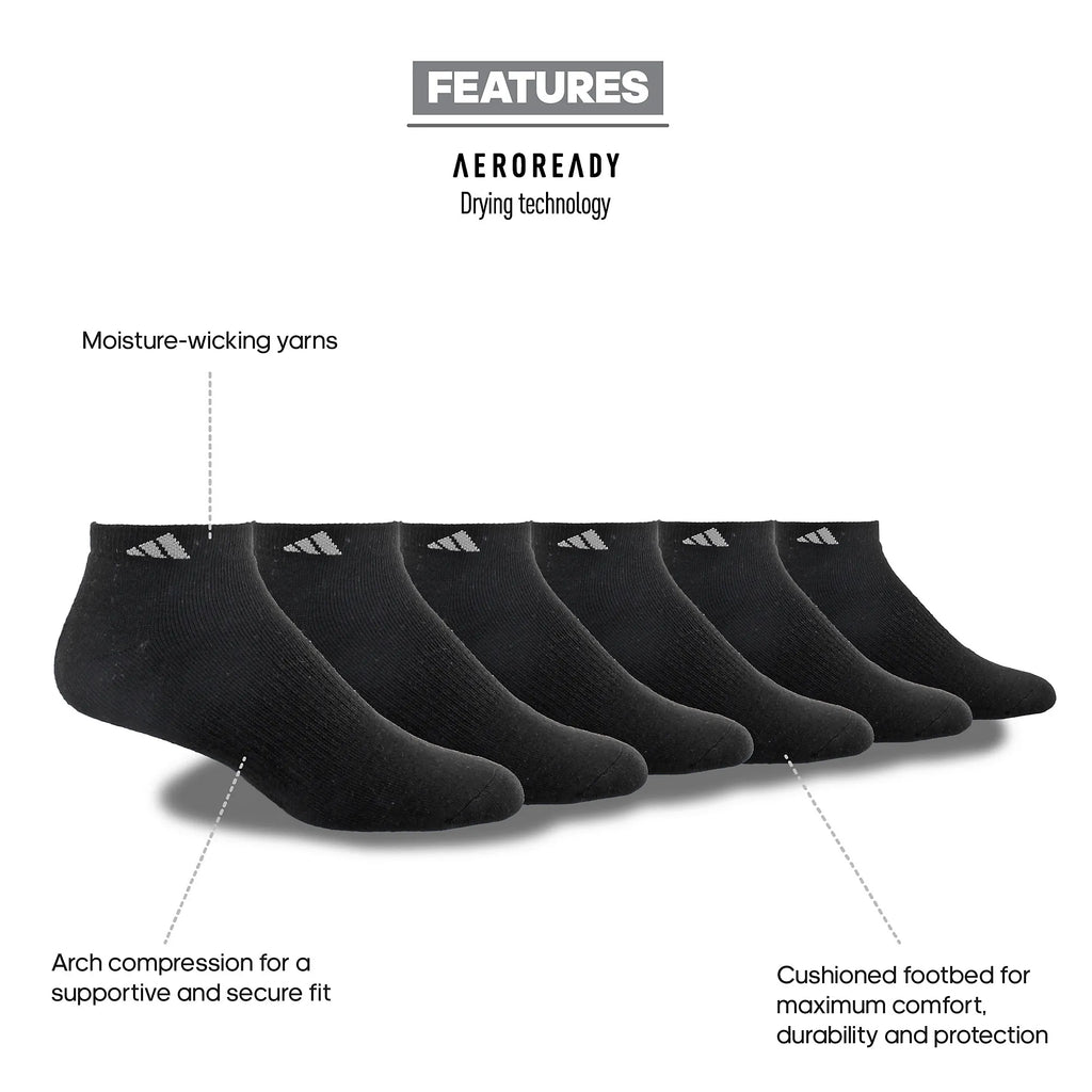 adidas Men's Athletic Cushioned 6-Pack Low-Cut Socks