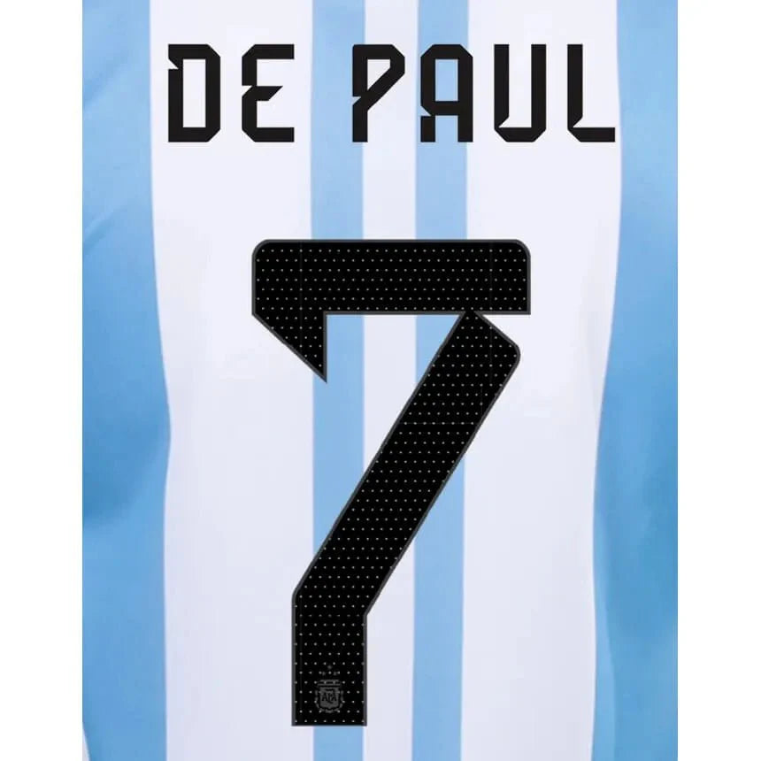 Argentina 2022-23 Home De Paul #7 Jersey Name Set