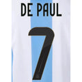 Argentina 2024/25 Home De Paul #7 Youth Jersey Name Set