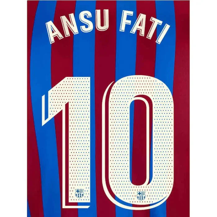 Barcelona 2021/22 Home Ansu Fati #10 Jersey Name Set