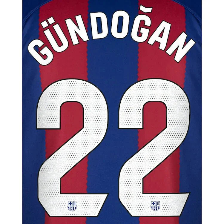 Barcelona 2023/24 Home Gundogan #22 Jersey Name Set