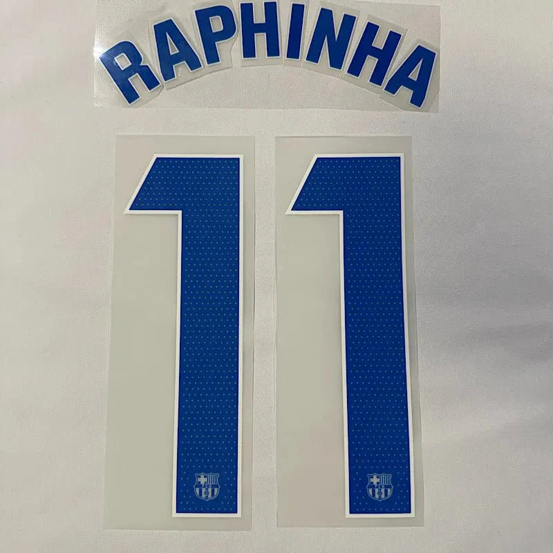 Barcelona 2023/24 Home Raphinha #11 Youth Jersey Name Set