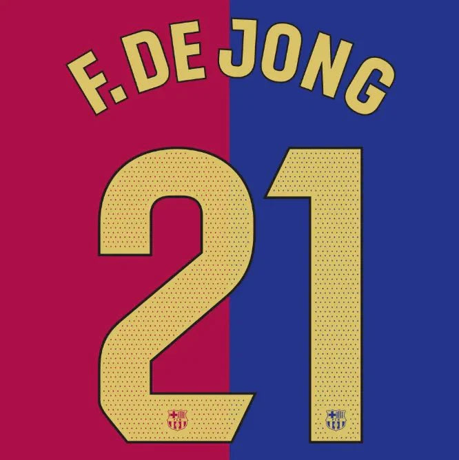 Barcelona 2024/25 Home F. DE. JONG #21 Official Name Set