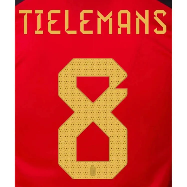 Belgium 2022-23 Home Tielemans #8 Jersey Name Set